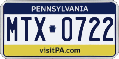 PA license plate MTX0722