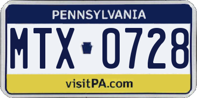 PA license plate MTX0728