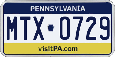 PA license plate MTX0729