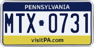 PA license plate MTX0731