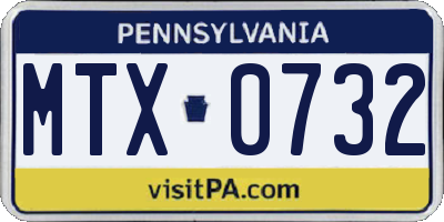 PA license plate MTX0732