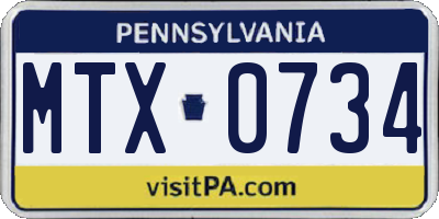 PA license plate MTX0734