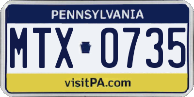PA license plate MTX0735