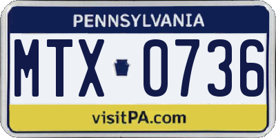 PA license plate MTX0736