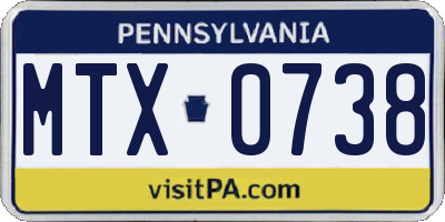 PA license plate MTX0738