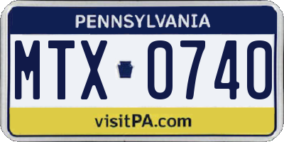 PA license plate MTX0740