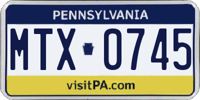 PA license plate MTX0745