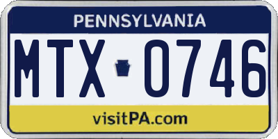 PA license plate MTX0746