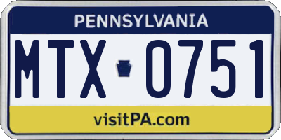 PA license plate MTX0751