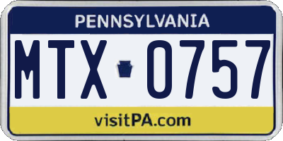 PA license plate MTX0757
