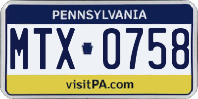 PA license plate MTX0758