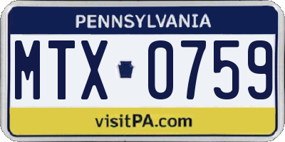 PA license plate MTX0759