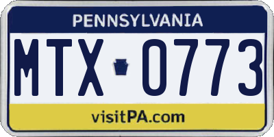 PA license plate MTX0773