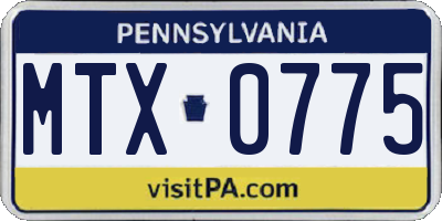 PA license plate MTX0775