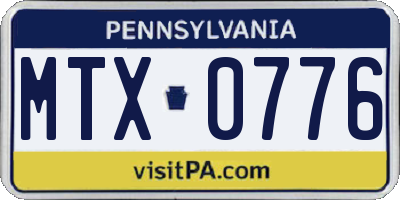 PA license plate MTX0776