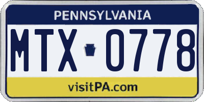 PA license plate MTX0778