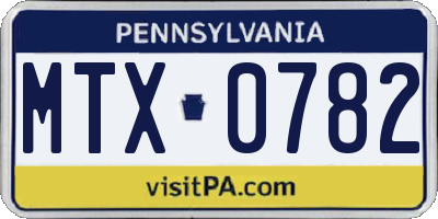 PA license plate MTX0782