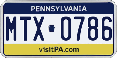 PA license plate MTX0786