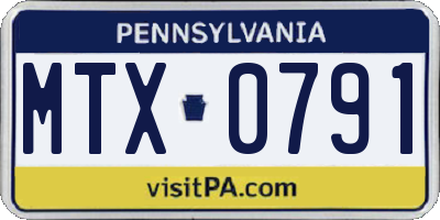 PA license plate MTX0791