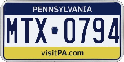 PA license plate MTX0794