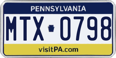 PA license plate MTX0798
