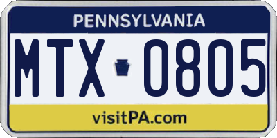 PA license plate MTX0805