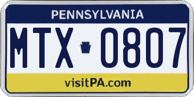 PA license plate MTX0807