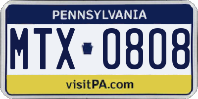 PA license plate MTX0808