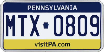 PA license plate MTX0809