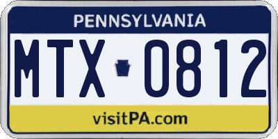 PA license plate MTX0812
