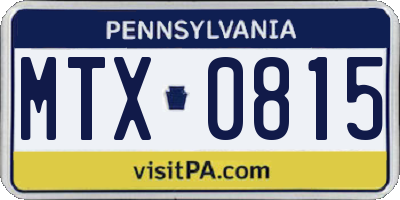 PA license plate MTX0815