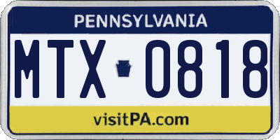 PA license plate MTX0818