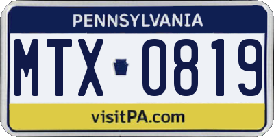 PA license plate MTX0819