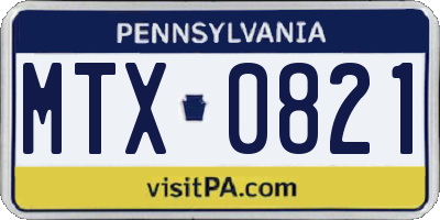 PA license plate MTX0821