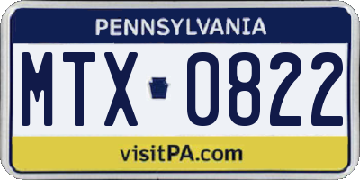 PA license plate MTX0822