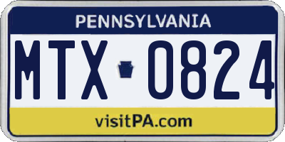 PA license plate MTX0824