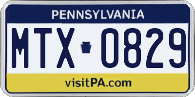 PA license plate MTX0829