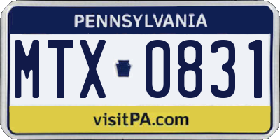 PA license plate MTX0831