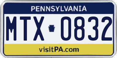 PA license plate MTX0832