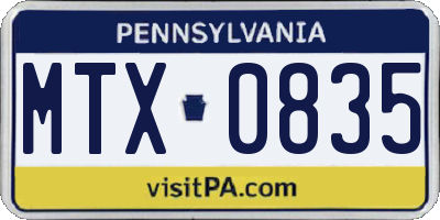 PA license plate MTX0835