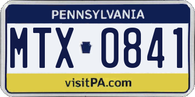 PA license plate MTX0841