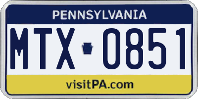 PA license plate MTX0851