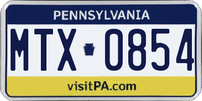 PA license plate MTX0854