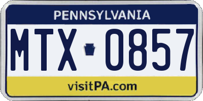PA license plate MTX0857