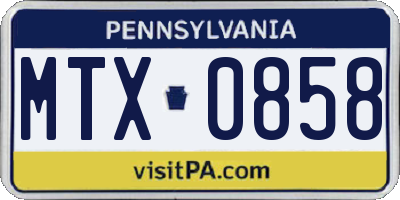 PA license plate MTX0858