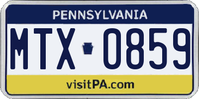 PA license plate MTX0859