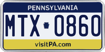 PA license plate MTX0860