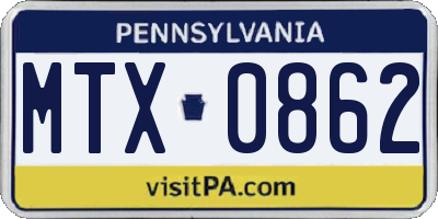 PA license plate MTX0862