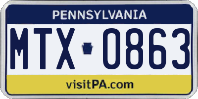 PA license plate MTX0863