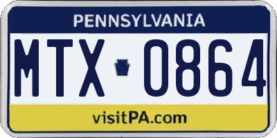 PA license plate MTX0864